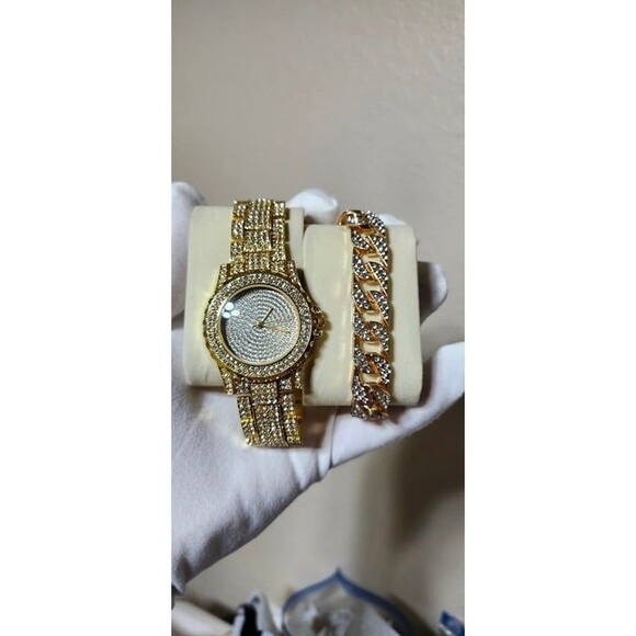 Blinged Out Watch and Bracelet Set, Display Box Included! - Picture 2 of 6